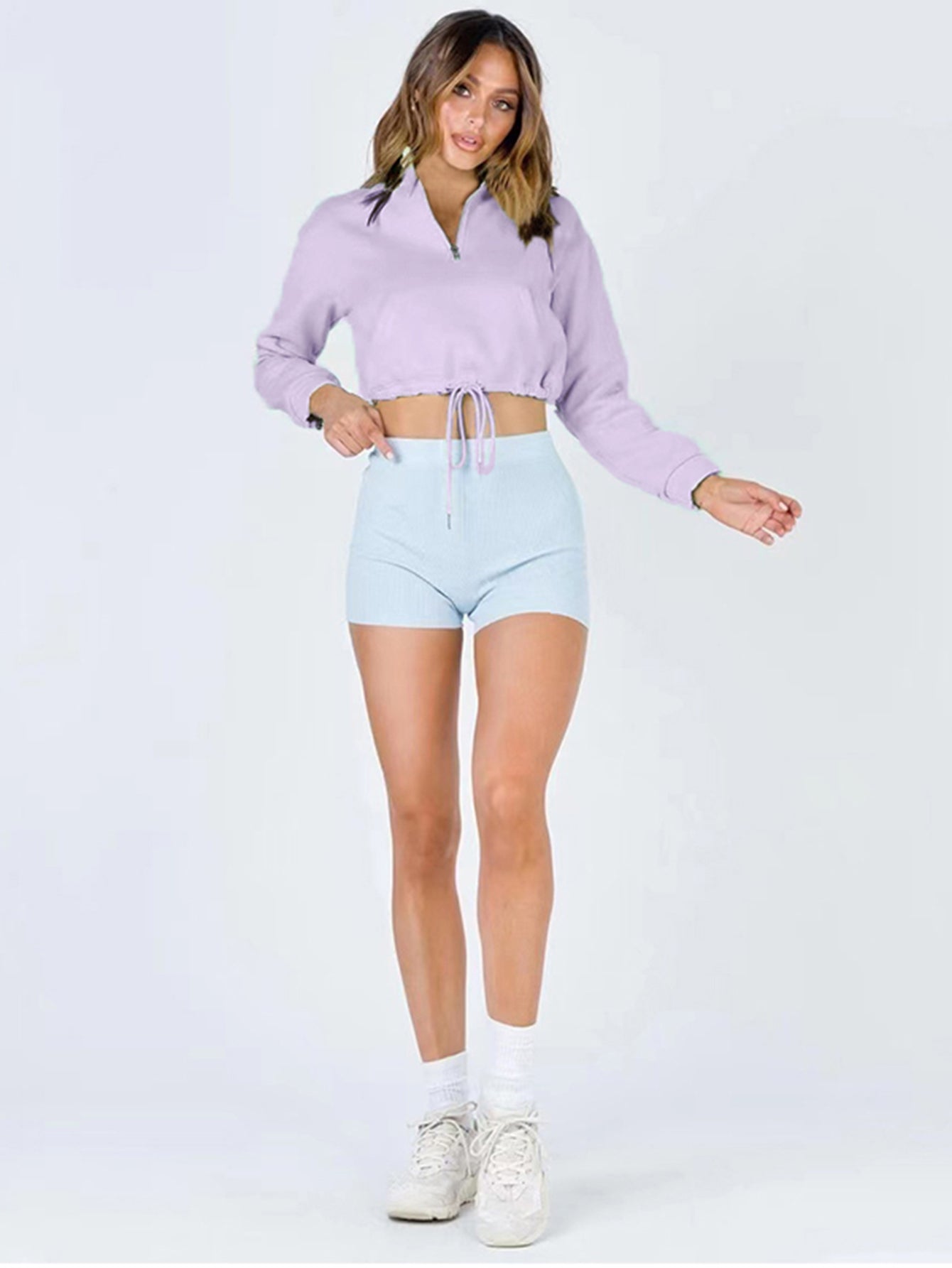 Solid Crop Sweatshirt Sai Feel