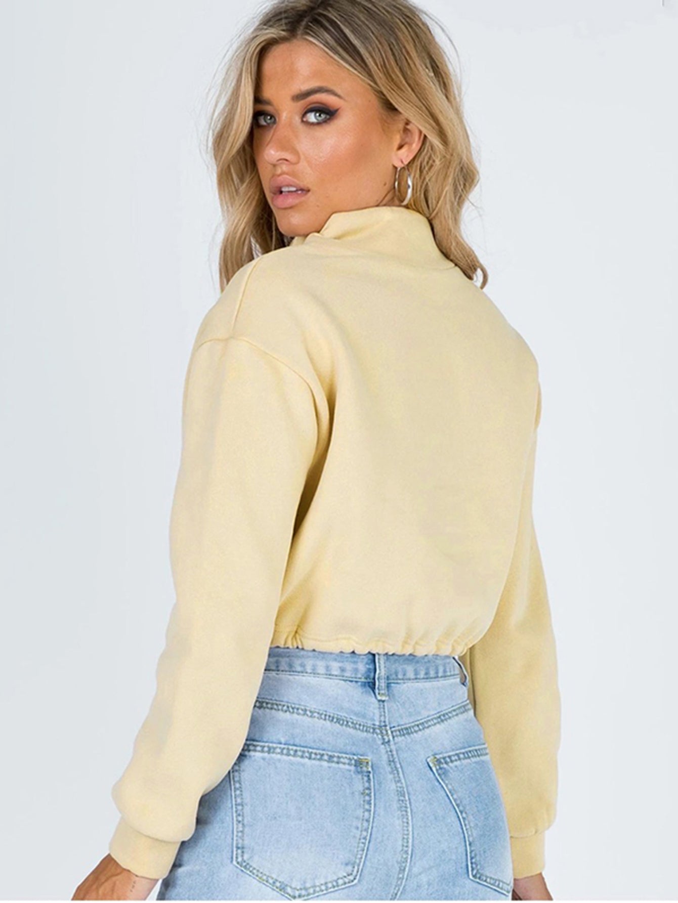 Solid Crop Sweatshirt Sai Feel