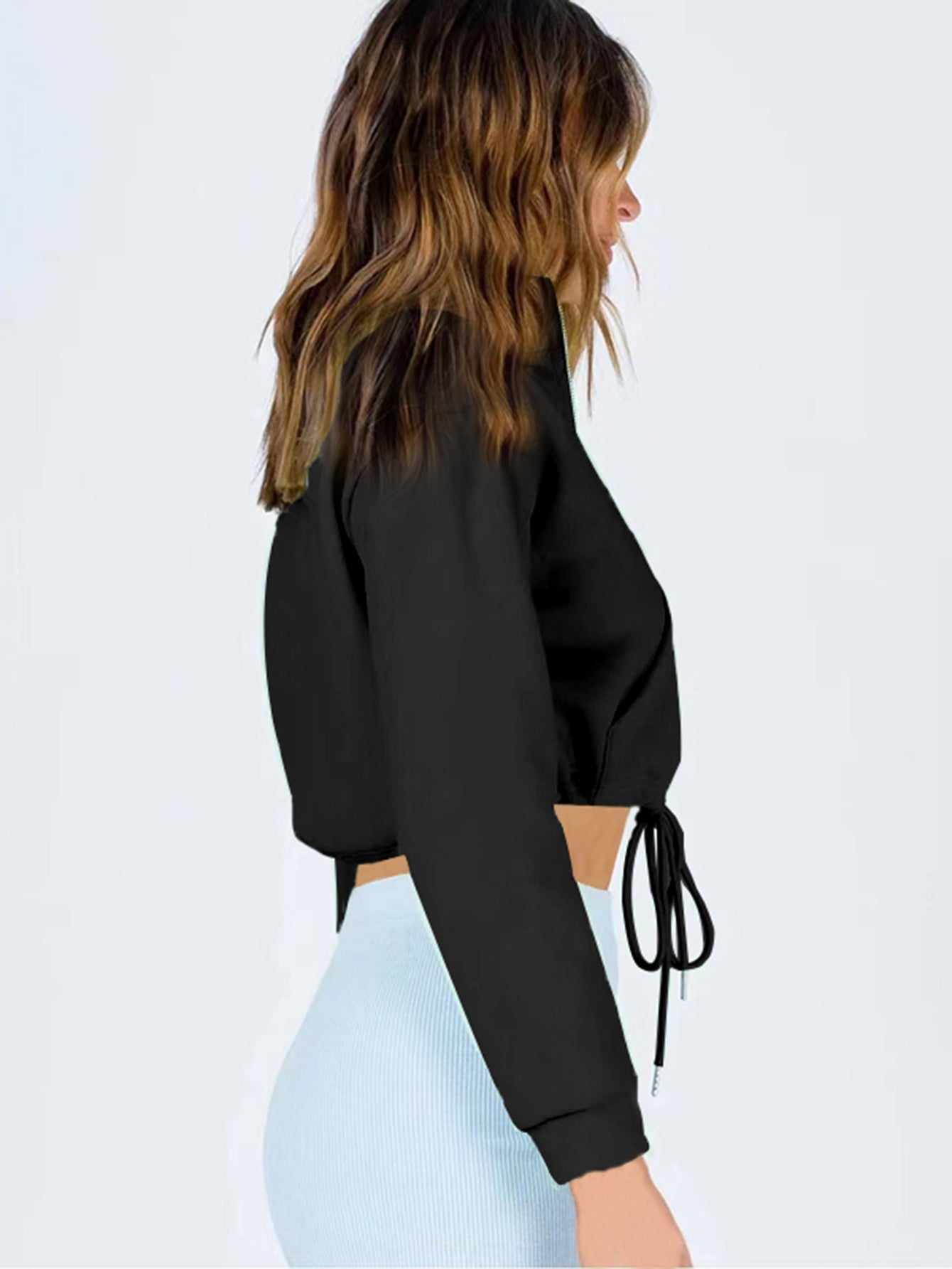 Solid Crop Sweatshirt Sai Feel