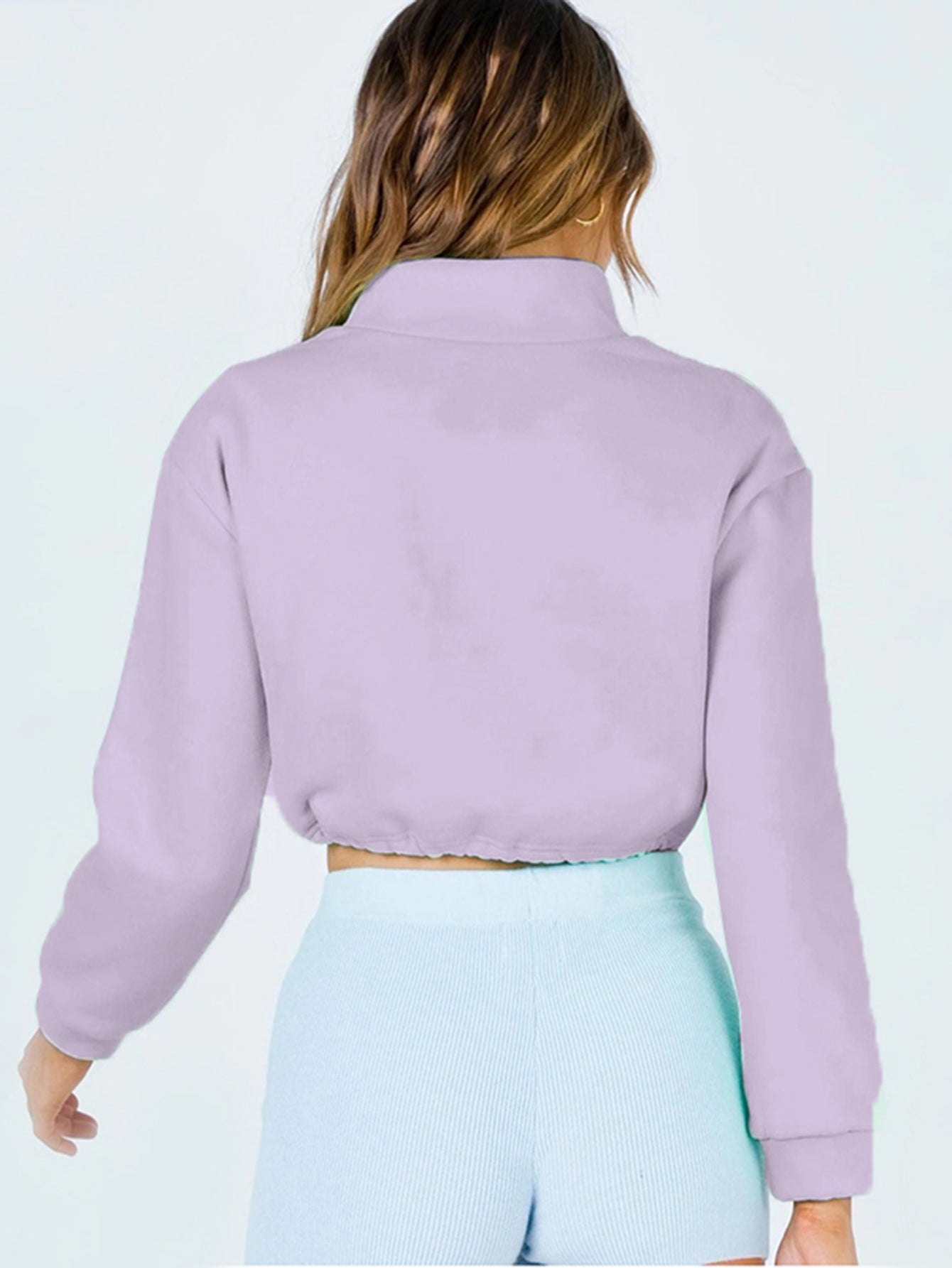 Solid Crop Sweatshirt Sai Feel