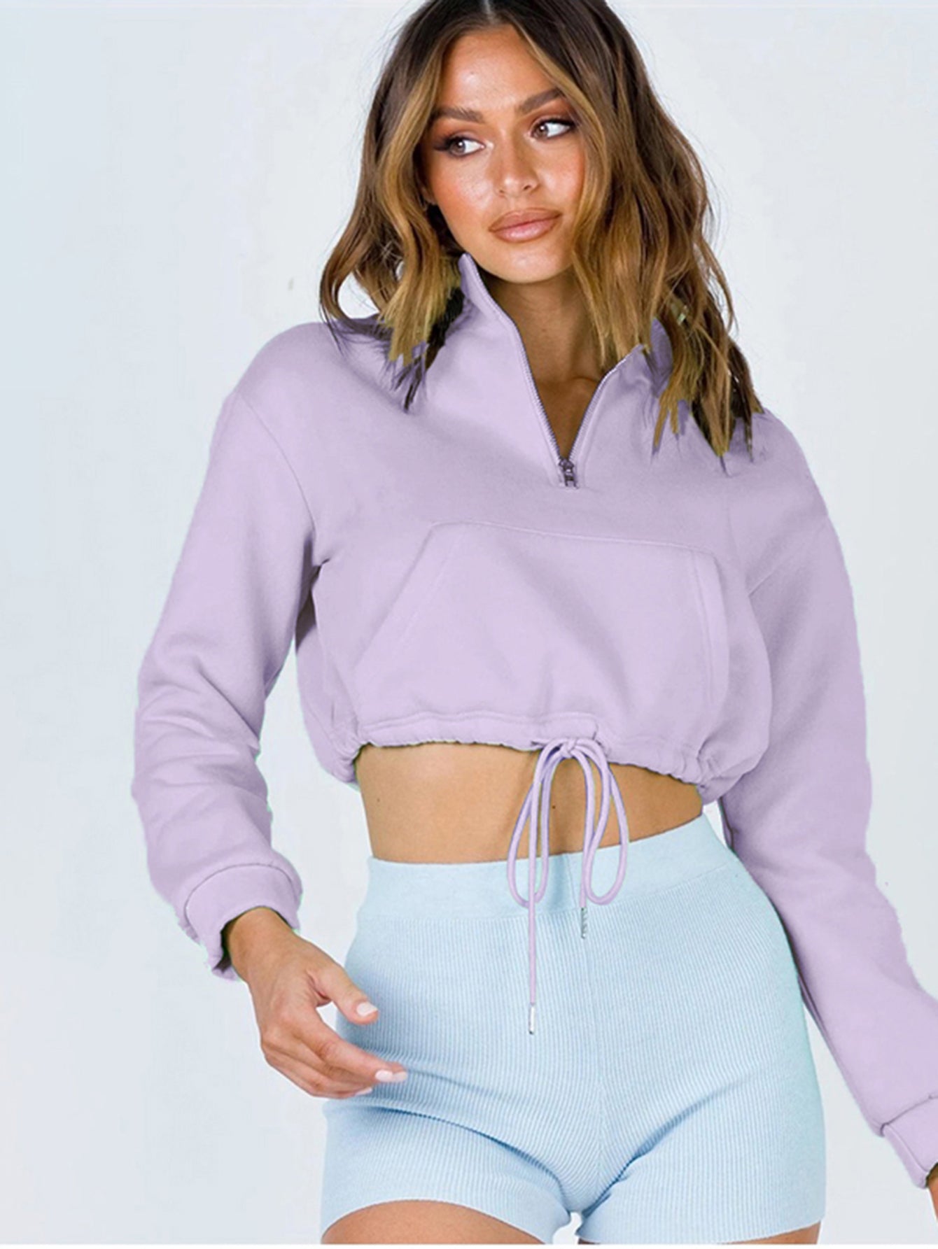 Solid Crop Sweatshirt Sai Feel