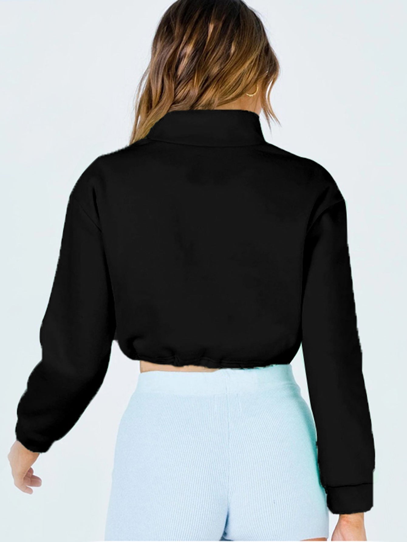 Solid Crop Sweatshirt Sai Feel