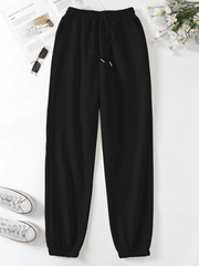 Solid Drawstring Waist Sweatpants Sai Feel