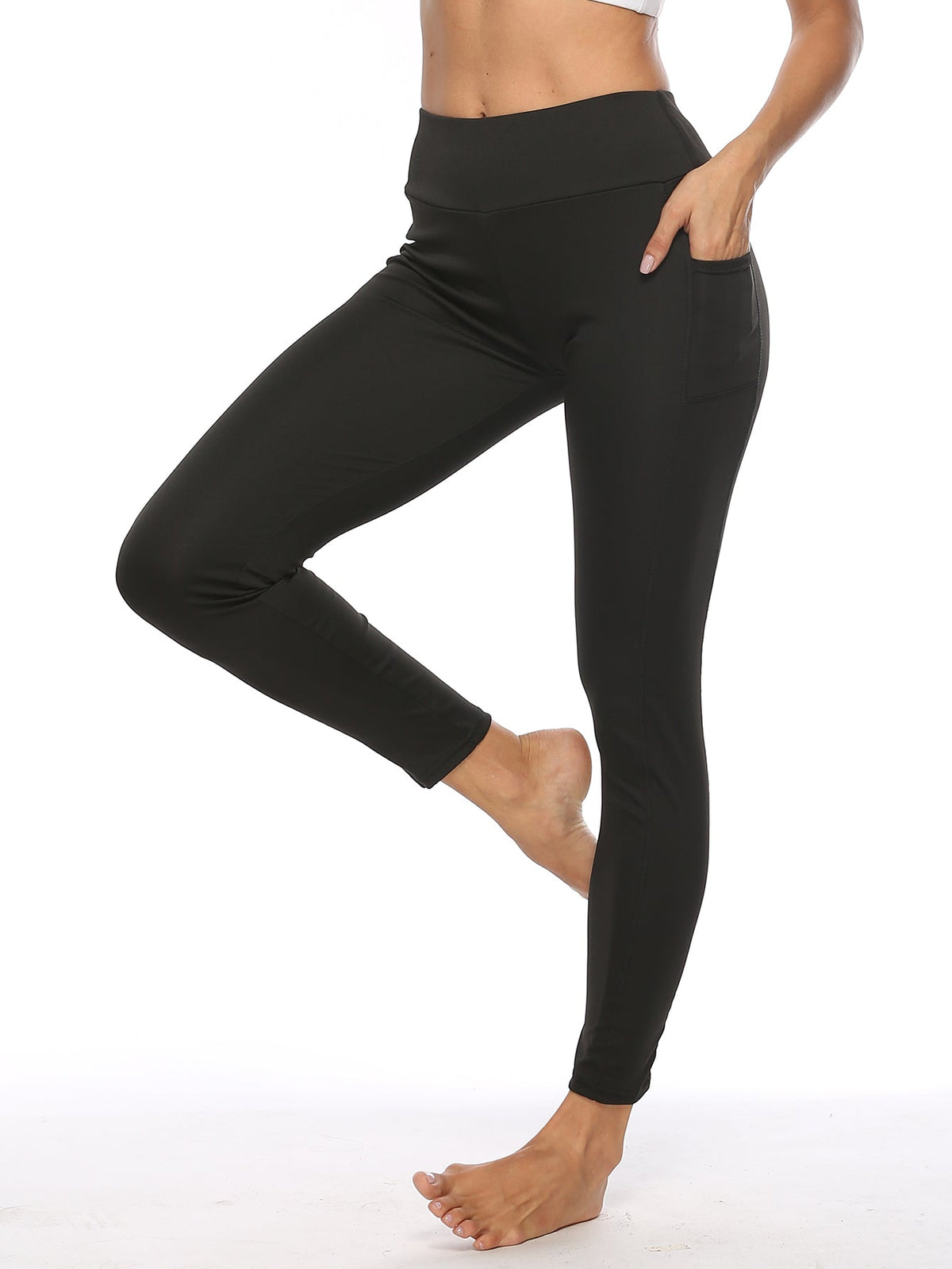 Solid Leggings With Phone Pocket Sai Feel