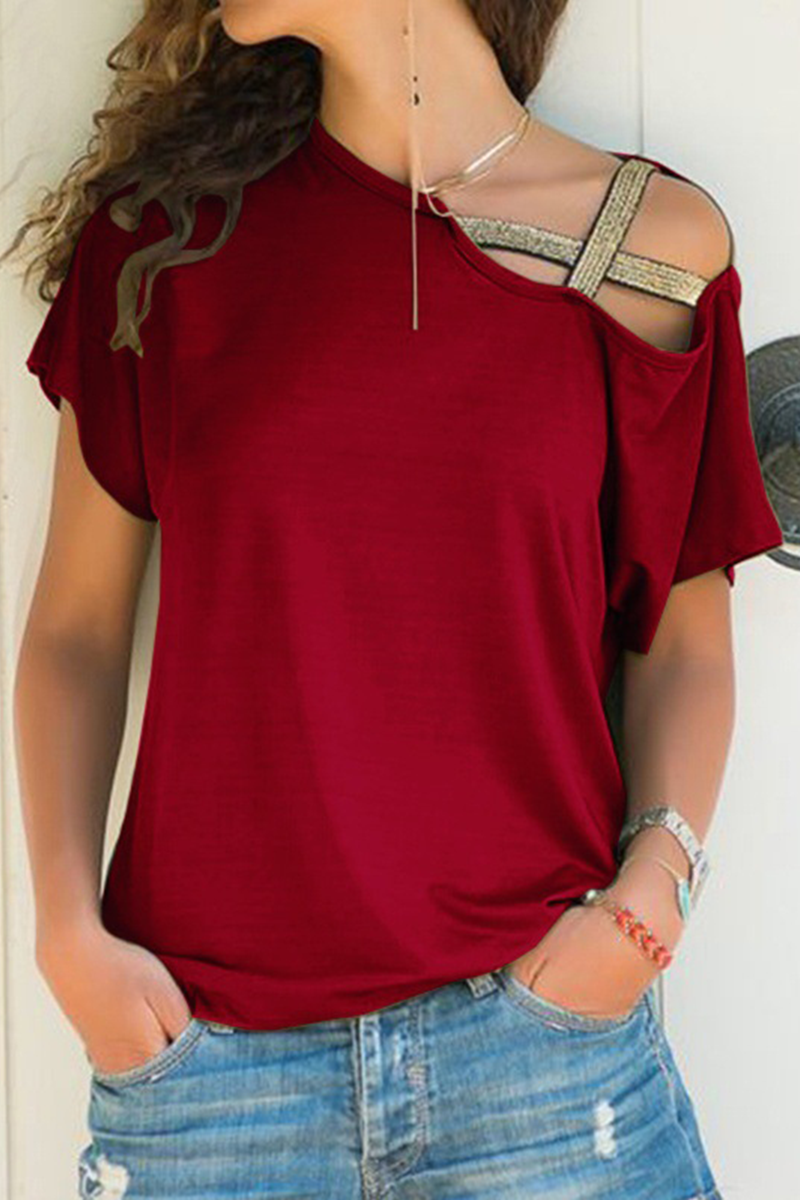 Solid Oblique Collar T-Shirts(7 Colors) Sai Feel