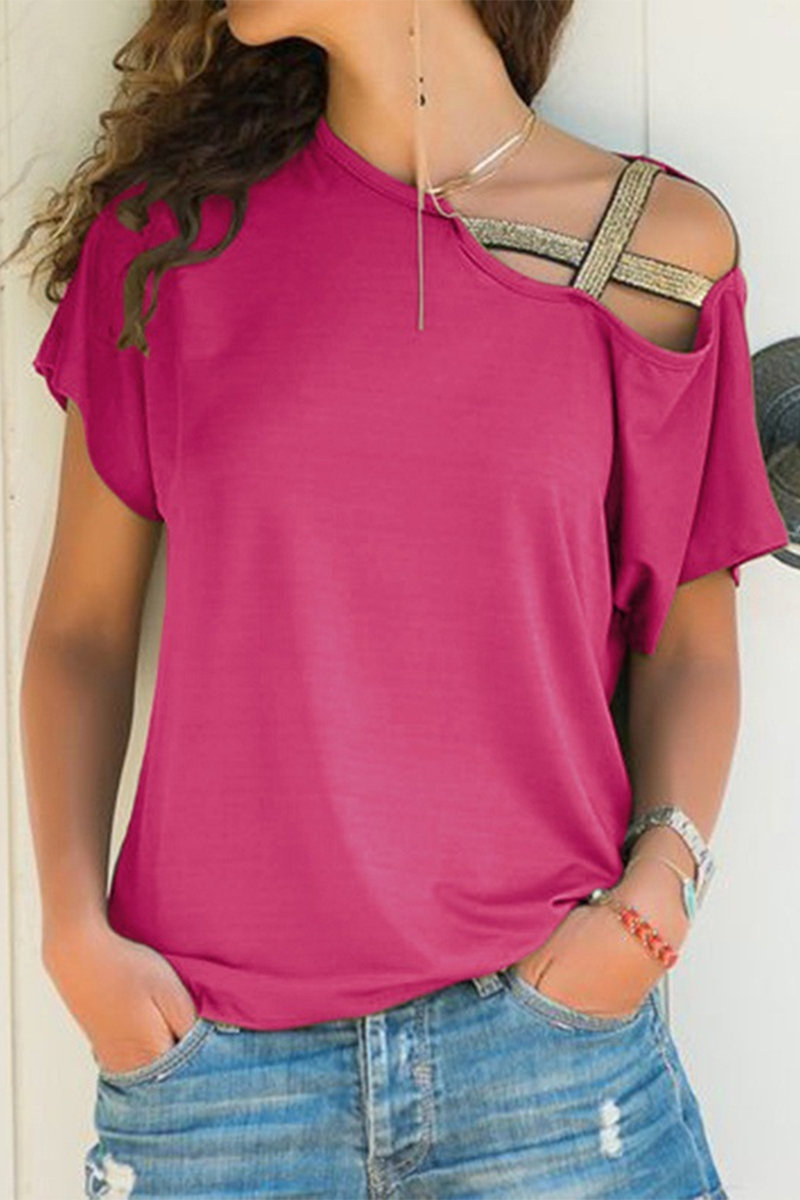 Solid Oblique Collar T-Shirts(7 Colors) Sai Feel