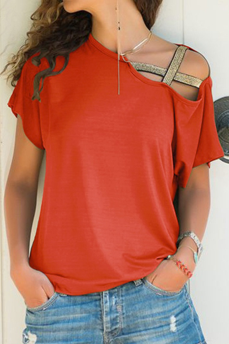 Solid Oblique Collar T-Shirts(7 Colors) Sai Feel