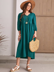 Solid Oversized Shirred Waist Dress Sai Feel