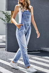 Solid Sleeveless Harlan Denim Jumpsuits Sai Feel