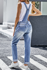 Solid Sleeveless Harlan Denim Jumpsuits Sai Feel