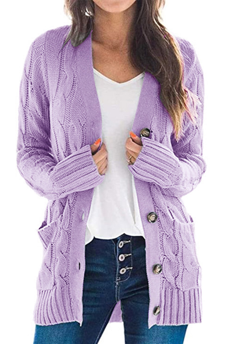 Solid Split Joint Buckle Cardigan Collar Tops(5 colors) Sai Feel