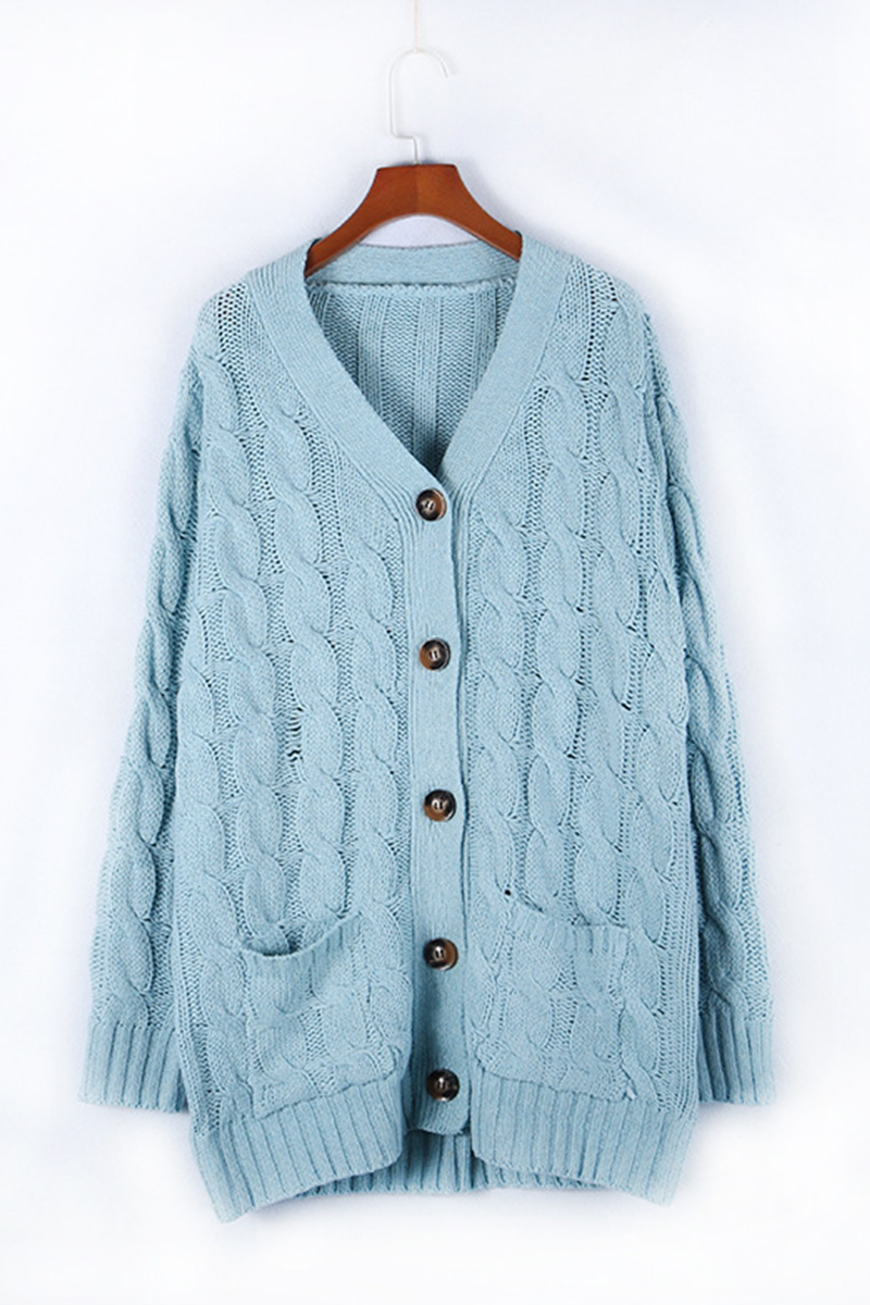 Solid Split Joint Buckle Cardigan Collar Tops(5 colors) Sai Feel
