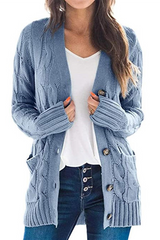 Solid Split Joint Buckle Cardigan Collar Tops(5 colors) Sai Feel