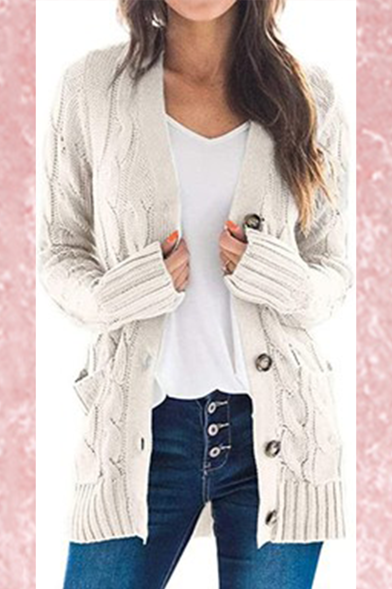 Solid Split Joint Buckle Cardigan Collar Tops(5 colors) Sai Feel