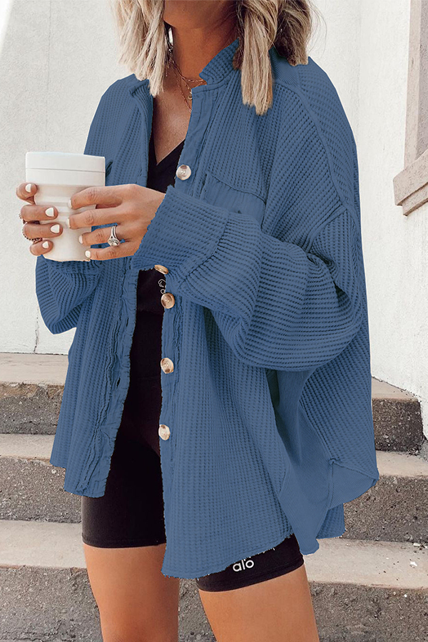 Solid Split Joint Buckle Mandarin Collar Tops(4 colors) Sai Feel