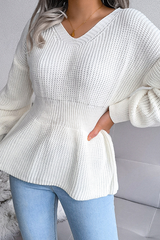 Solid Split Joint Flounce V Neck Tops£¨3 colors£© Sai Feel