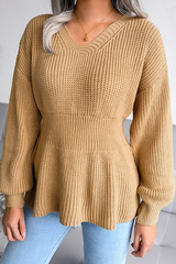 Solid Split Joint Flounce V Neck Tops£¨3 colors£© Sai Feel