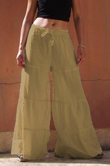 Solid Split Joint Frenulum Loose Wide Leg Patchwork Bottoms(5 colors) Sai Feel