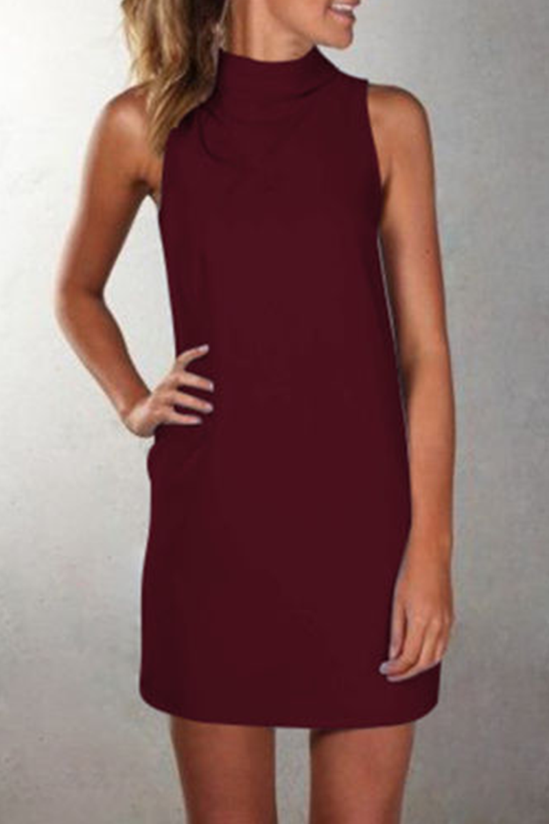 Solid Split Joint Halter Straight Dresses Sai Feel