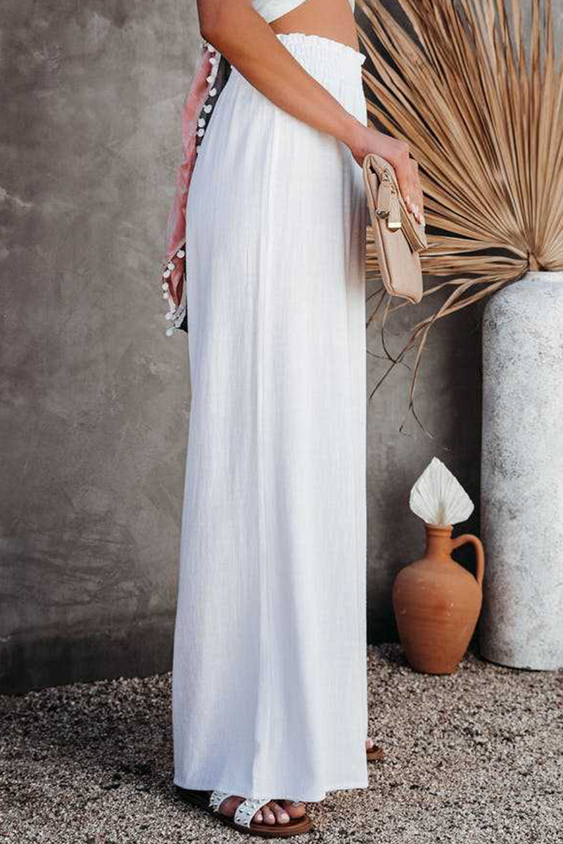 Solid Split Joint Loose High Waist Wide Leg Solid Color Bottoms(6 colors) Sai Feel