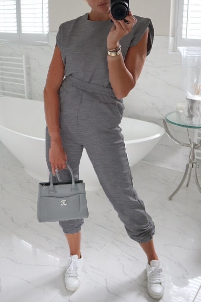 Solid Split Joint O Neck Sleeveless Two Pieces(4 colors) Sai Feel