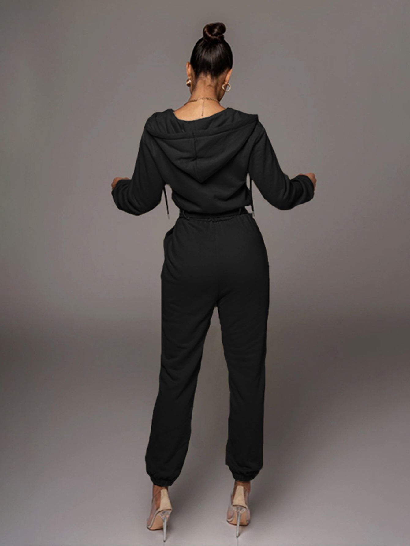 Solid V Neck Jumpsuit Sai Feel