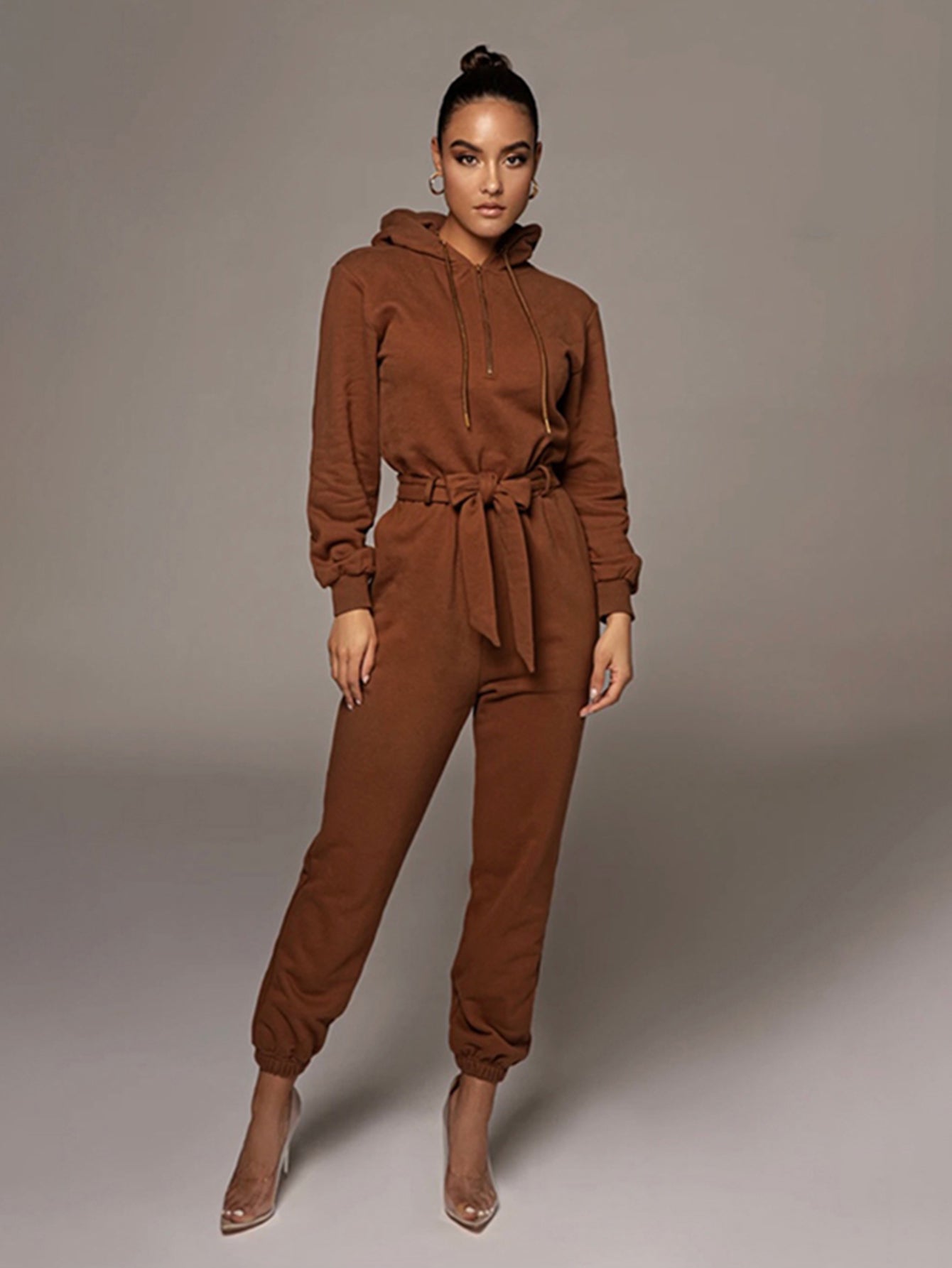 Solid V Neck Jumpsuit Sai Feel