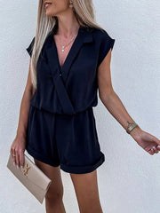 Solid V-Neck Sleeveless Casual Jumpsuit Sai Feel