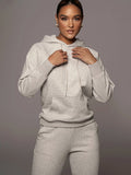 Solid Zip Up Hoodie&Sweatpants Sai Feel