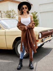 Solid color fringed knitted cardigan Sai Feel