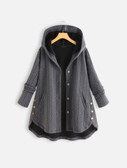 Solid color hooded single breasted cotton coat Sai Feel
