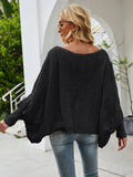 Solid color one shoulder sweater loose bat sleeve pullover sweater Sai Feel