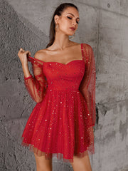 Sparkling Mesh Flare Dress Sai Feel