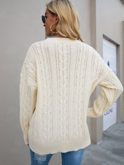 Split Hem Cable Pullover Sweater Sai Feel