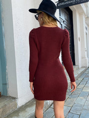 Square Neck Sweater Dress Sai Feel