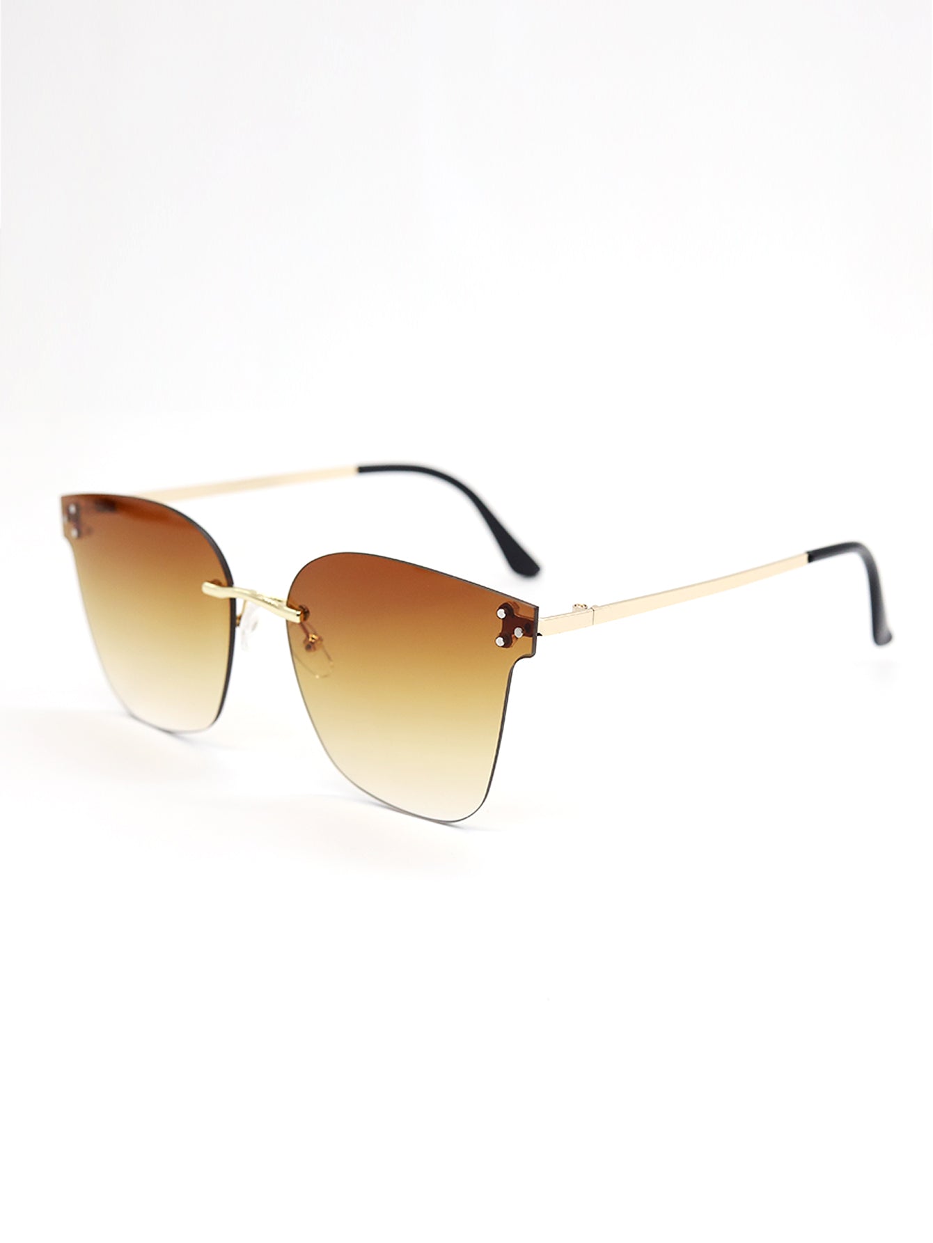 Square Rimless Acrylic Metal Temple Sunglasses Sai Feel