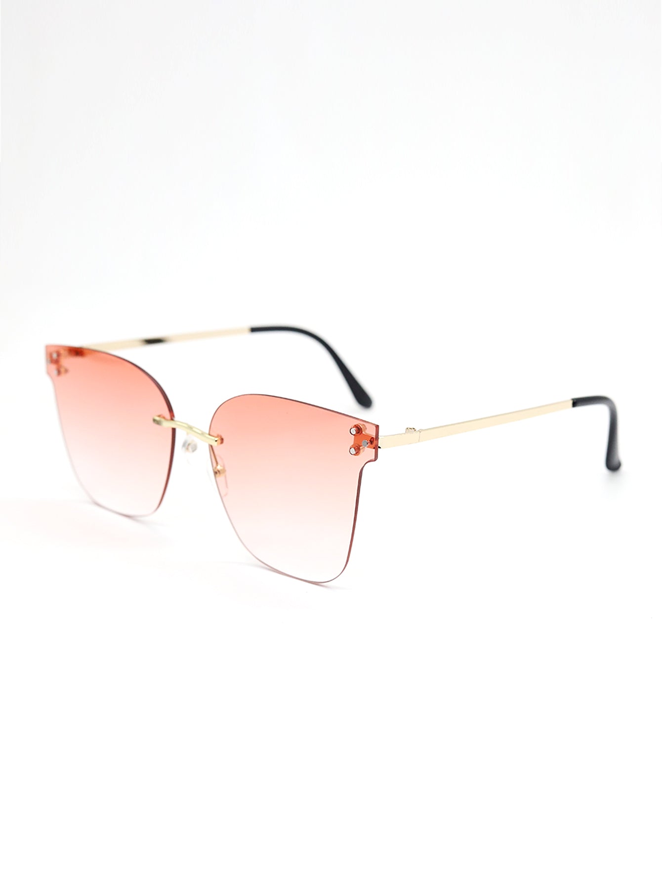 Square Rimless Acrylic Metal Temple Sunglasses Sai Feel