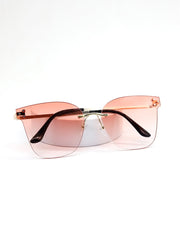 Square Rimless Acrylic Metal Temple Sunglasses Sai Feel