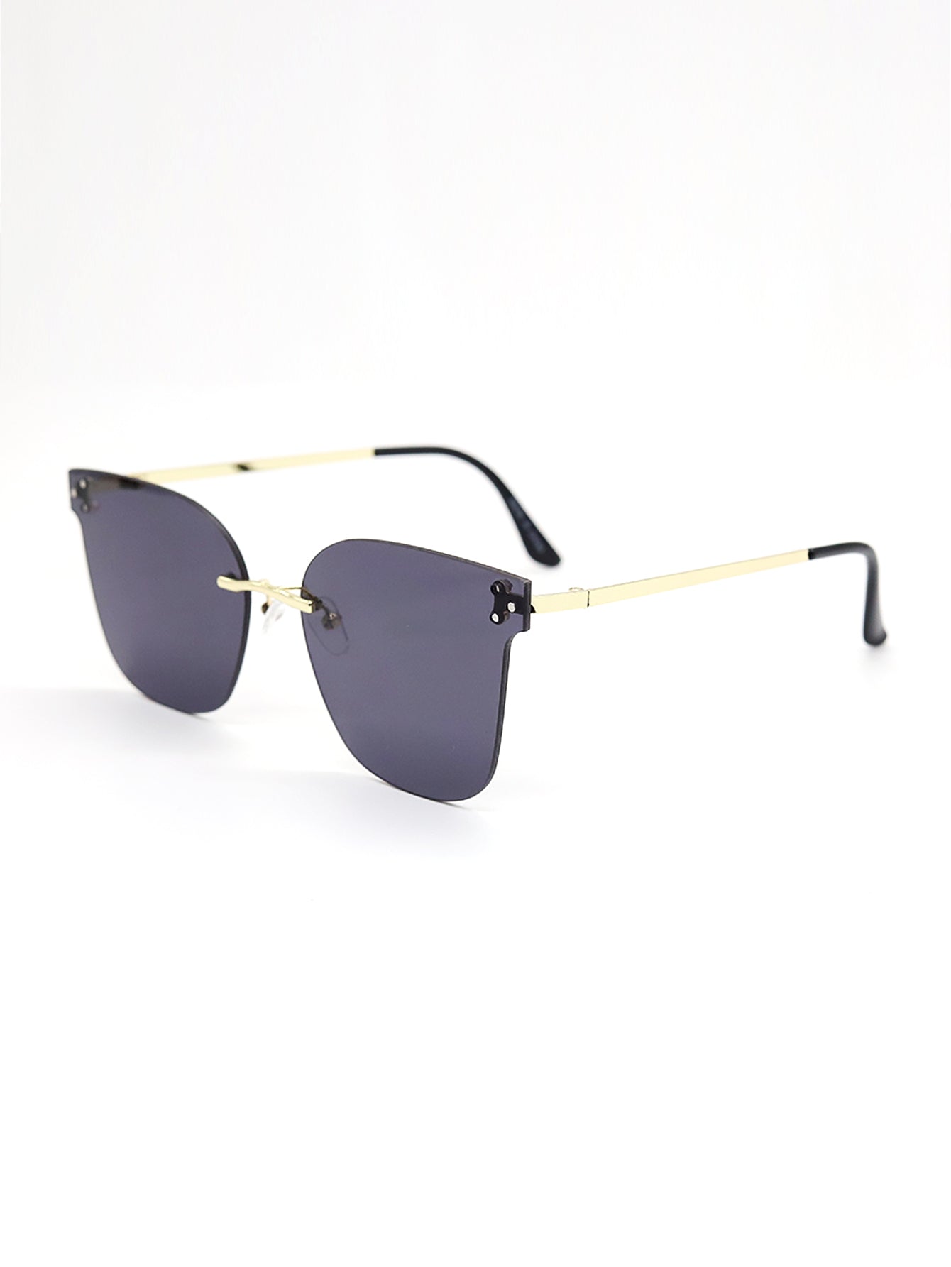 Square Rimless Acrylic Metal Temple Sunglasses Sai Feel