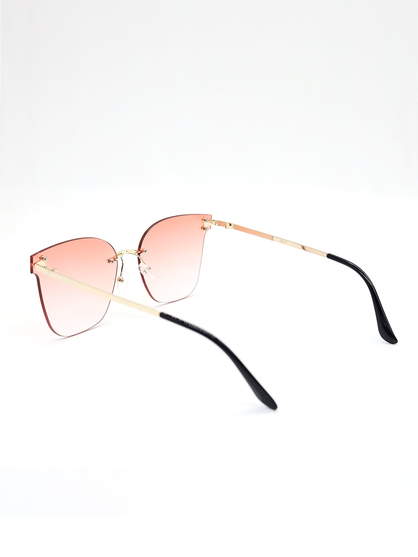 Square Rimless Acrylic Metal Temple Sunglasses Sai Feel