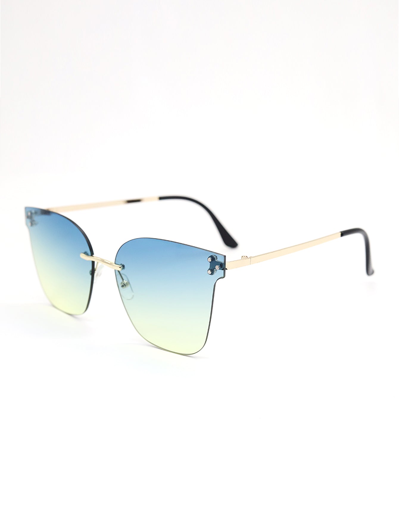 Square Rimless Acrylic Metal Temple Sunglasses Sai Feel