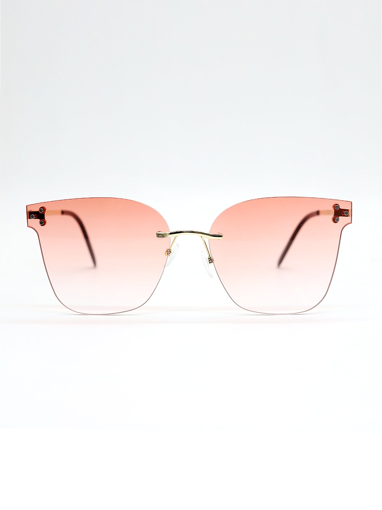 Square Rimless Acrylic Metal Temple Sunglasses Sai Feel