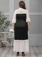 Standing collar lace splicing loose lady temperament dress Sai Feel