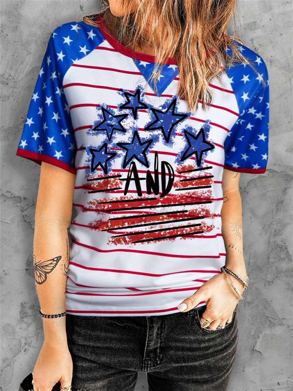 Stars and Stripes Fourth of July T-shirt Sai Feel