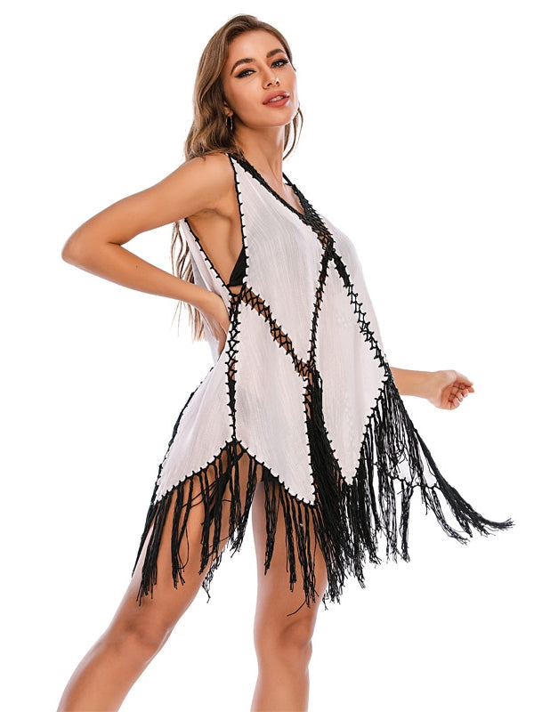 Stitching Tassels Cover Up Skirt Sai Feel