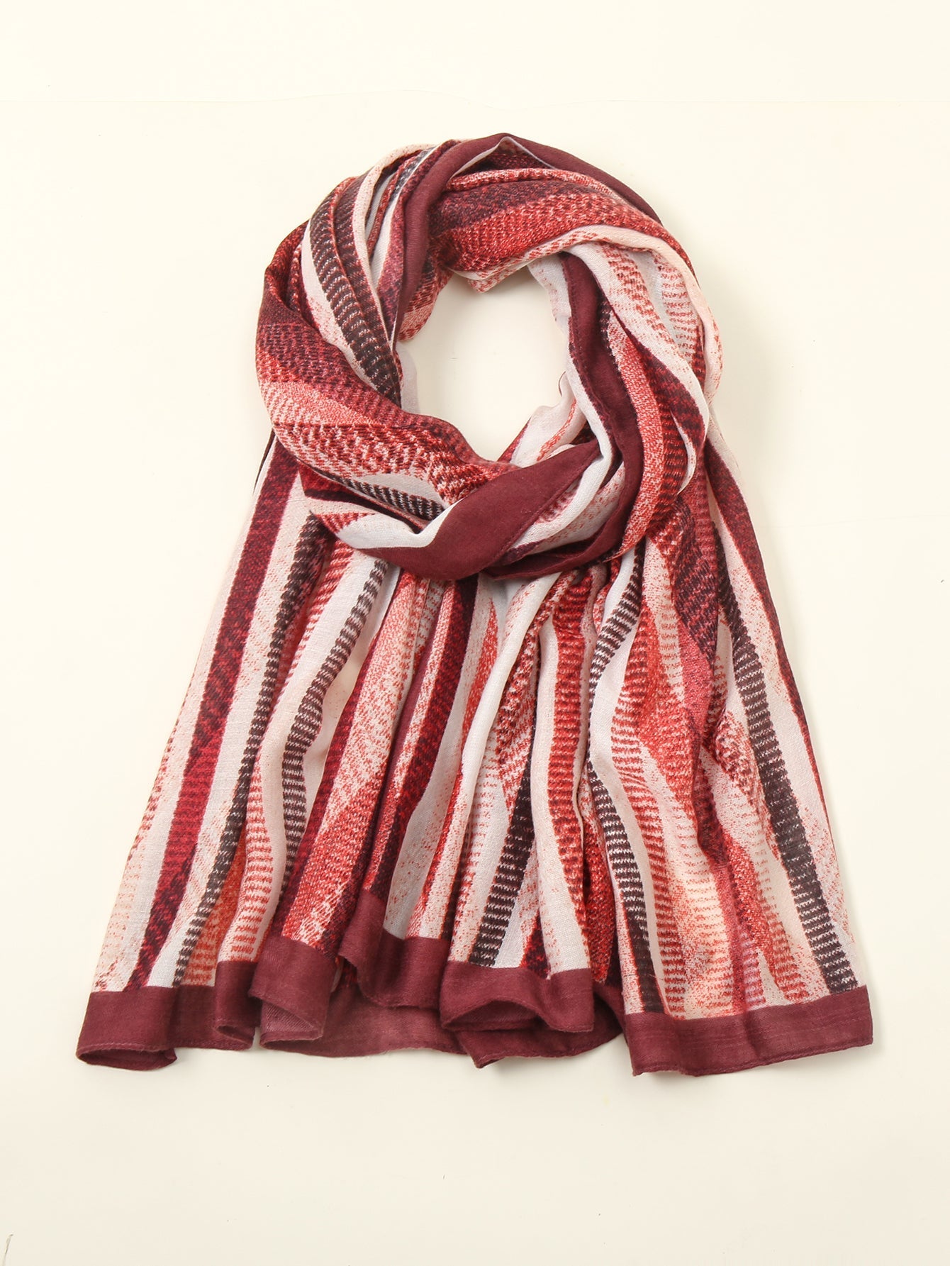 Stitching color stripes printed scarf Sai Feel