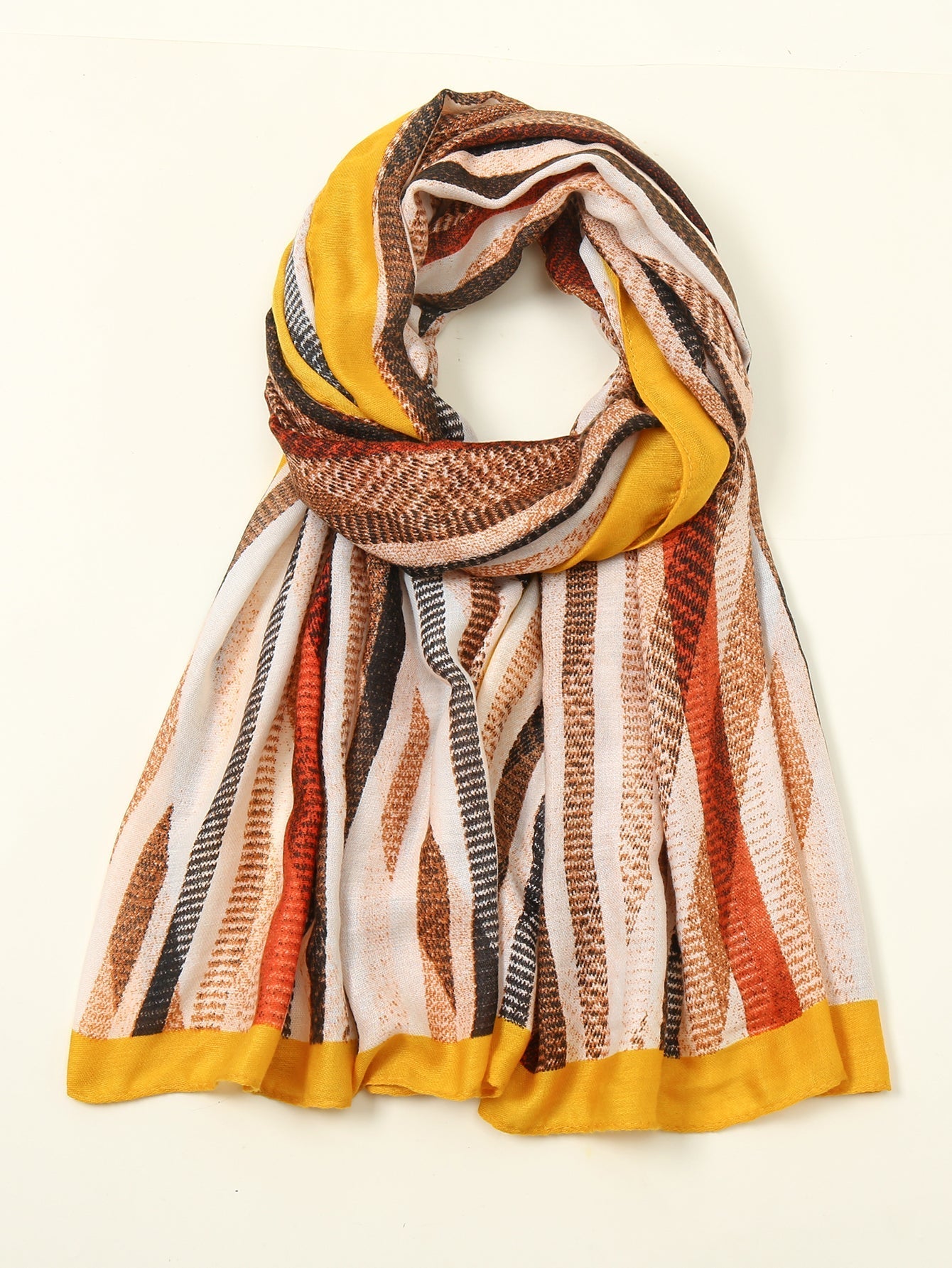 Stitching color stripes printed scarf Sai Feel