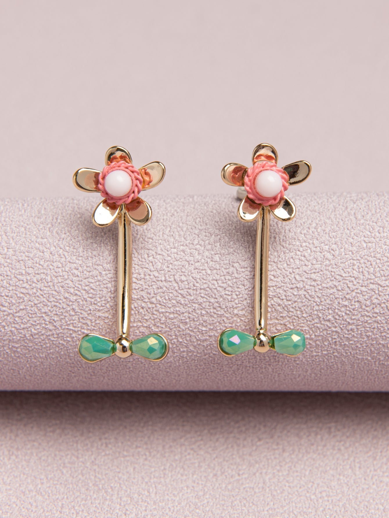 Stone Decor Flower Design Earrings Sai Feel