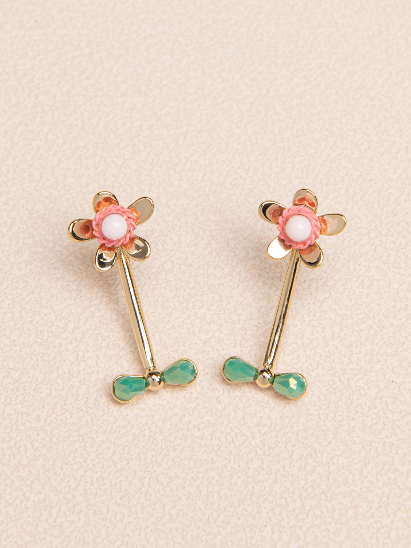 Stone Decor Flower Design Earrings Sai Feel