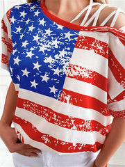 Strapless American Flag Cutout T-shirt Sai Feel